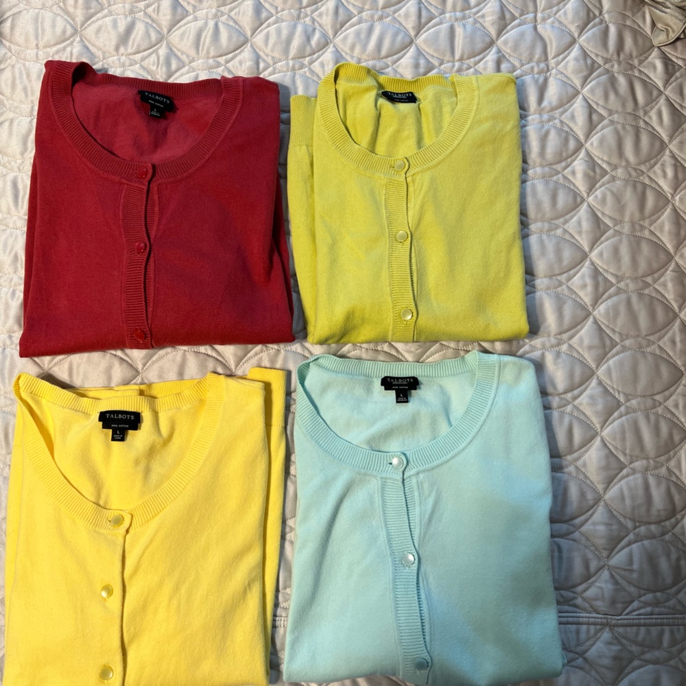 Talbots bundle of 4 colors Pima Cardigan 3/4 length sleeve …all 4 for $45